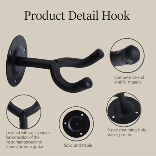 SOUVENIR Guitar Hanger for Acoustic, Bass, Electric, and Ukulele - Wall Mount/Holder/Hook/Stand/Rack With Fittings/Accessories - Image 3