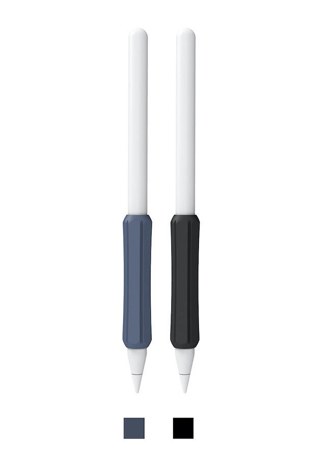 O Ozone - Silicone Grip Holder (2 Pack) for Apple Pencil 2nd Gen /1st Anti-Slip Skin Sleeve Case Compatible with Magnetic Charging and Double Tap(Black & Blue) - Image 1