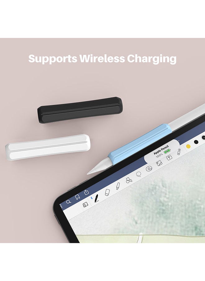 O Ozone - Silicone Grip Holder (2 Pack) for Apple Pencil 2nd Gen /1st Anti-Slip Skin Sleeve Case Compatible with Magnetic Charging and Double Tap(Black & Blue) - Image 1
