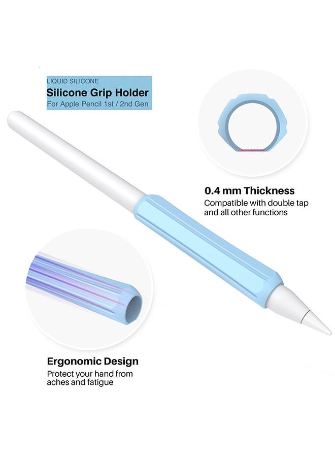O Ozone - Silicone Grip Holder (2 Pack) for Apple Pencil 2nd Gen /1st Anti-Slip Skin Sleeve Case Compatible with Magnetic Charging and Double Tap(Black & Blue) - Image 1