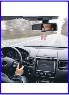 Digipace Butterfly Shape Car Ornaments, Car Interior Mirror Ornaments, Car Diamond Rearview Mirror Accessories, Car Hanging Ornament, Pink  - Image 4