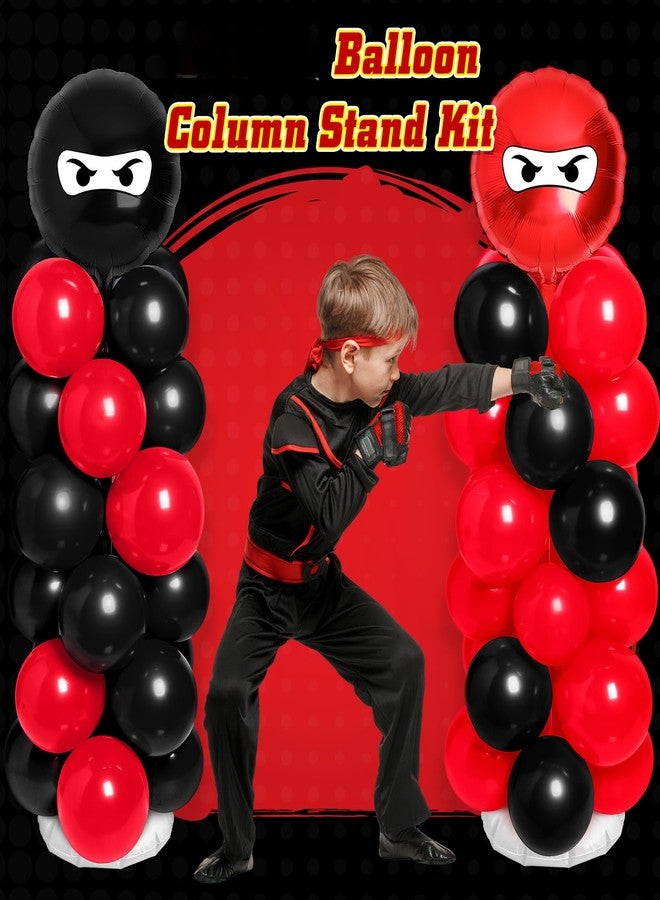 Arrowbash 2 Sets Ninja Party Decorations Ninja Adjustable Balloon Column Stand Kit Metal Telescopic Pillar Balloon Stand for Birthday Warrior Themed Party Supplies(Black, Red) - Image 4