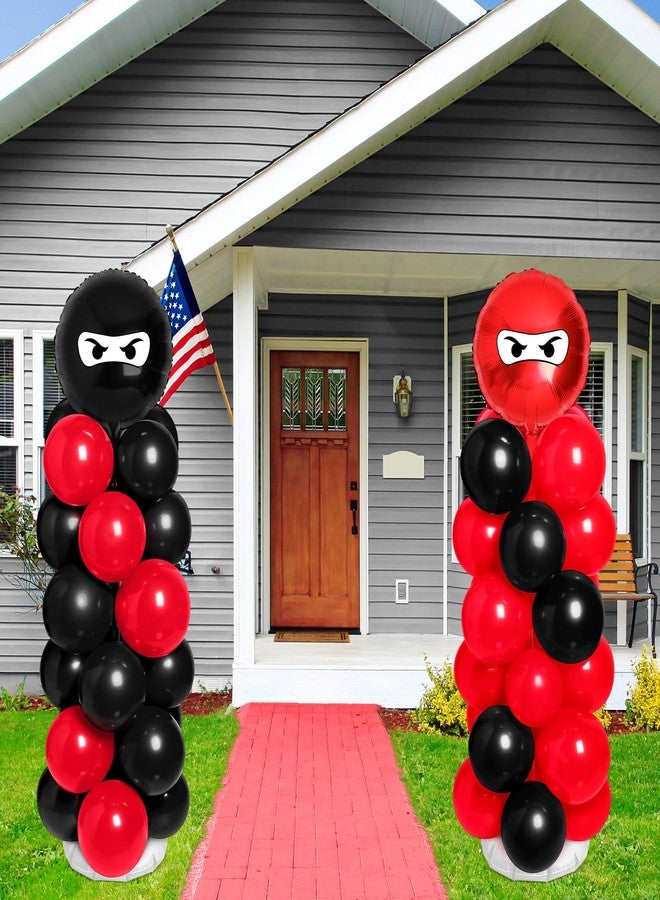 Arrowbash 2 Sets Ninja Party Decorations Ninja Adjustable Balloon Column Stand Kit Metal Telescopic Pillar Balloon Stand for Birthday Warrior Themed Party Supplies(Black, Red) - Image 5