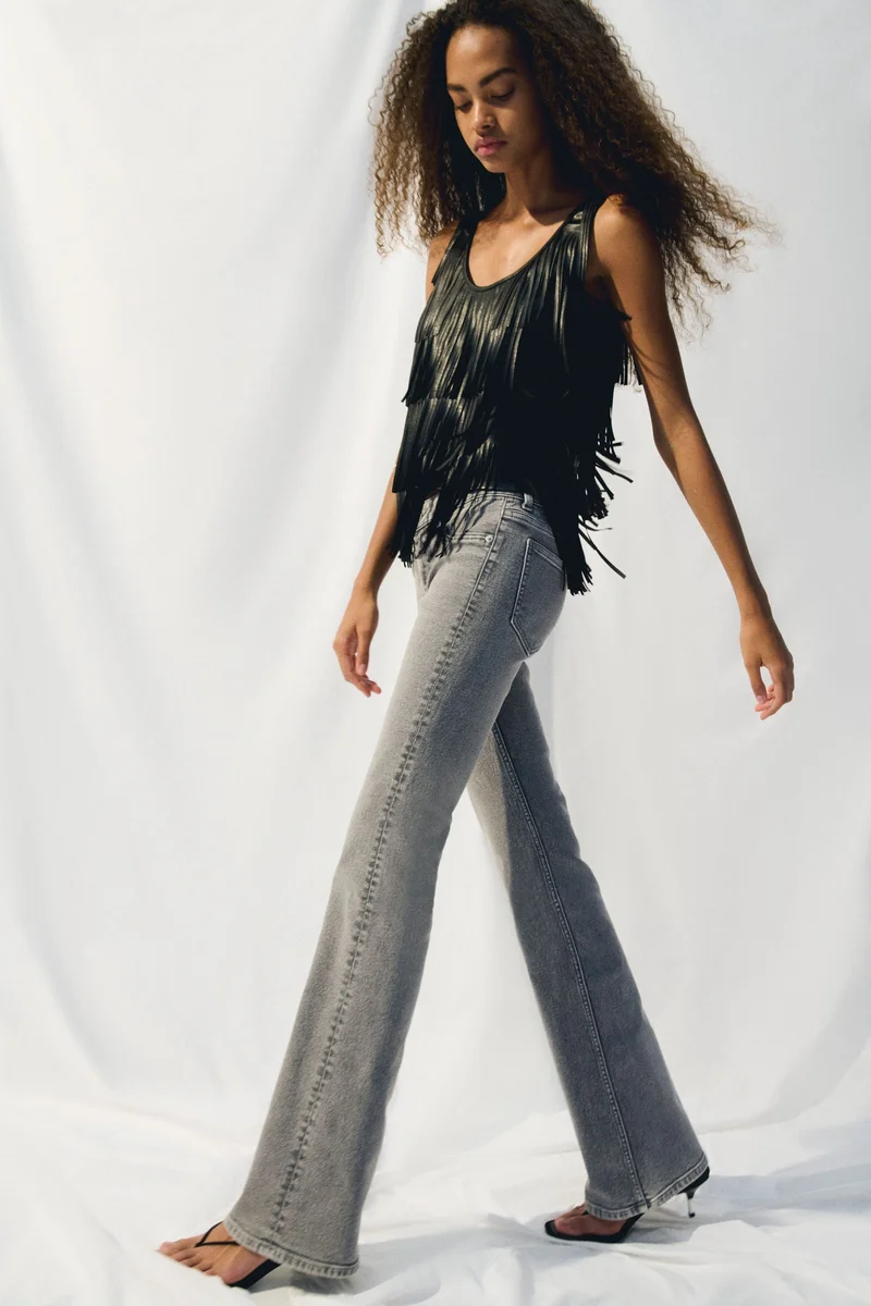 اتش اند ام جينز بقصة حافة واسعة وخصر منخفض