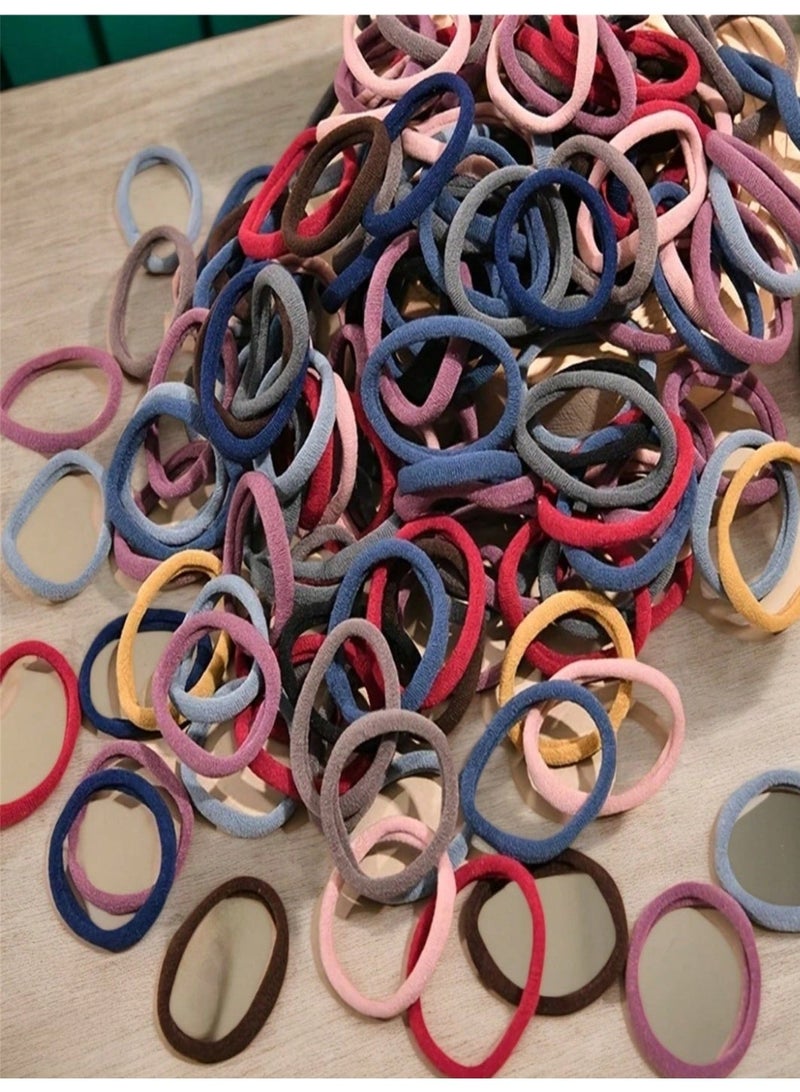 100pcs Thick Cotton Hair Ties, Colorful Elastic Hair Bands for Girls and Women, 100 Pieces Multi-color Stretch Hair Ropes, Soft Seamless Ponytail Holders, Elastic Hair Scrunches, Multi-purpose Hair Styling Accessories, High Elasticity Hair Bands, Damage-Free Hair Ties, Bulk Pack Colorful Hair Elastics, Premium Cotton Stretch Bands. - Image 1