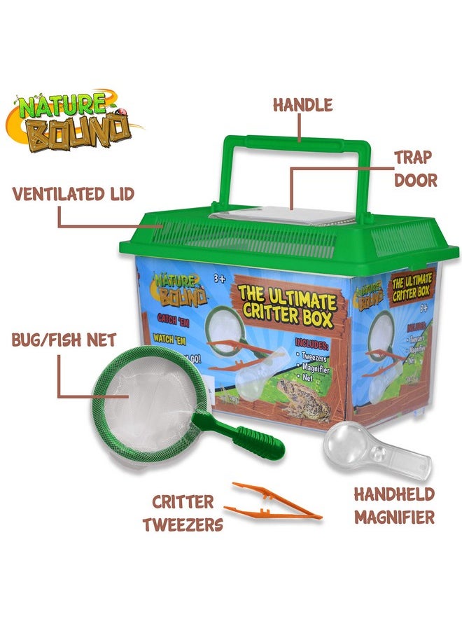 نايتشر باوند - مجموعة Ultimate Critter Box Habitat Kit لجمع الحشرات في الأماكن المغلقة/المفتوحة - تتضمن شبكة وملقط ومكبر - هدية للأولاد والبنات باللون الأخضر  - Image 2