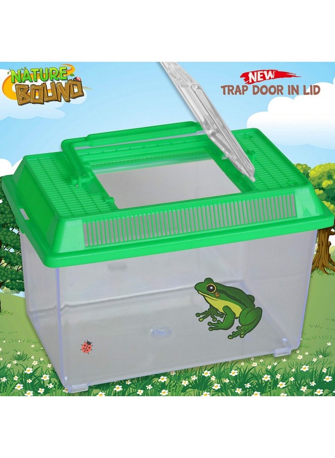 نايتشر باوند - مجموعة Ultimate Critter Box Habitat Kit لجمع الحشرات في الأماكن المغلقة/المفتوحة - تتضمن شبكة وملقط ومكبر - هدية للأولاد والبنات باللون الأخضر  - Image 3
