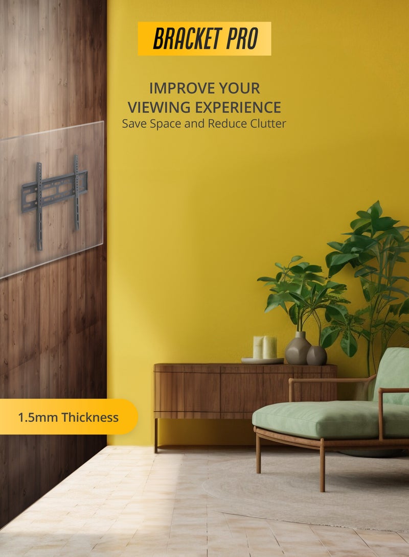 BRACKET PRO حامل تثبيت ثابت من Bracket Pro مقاس 26 بوصة - 65 بوصة يناسب VESA مقاس 200 × 200 مم إلى 400 × 400 مم، وسمك 1.5 مم - حامل حائط آمن وقابل للتعديل للتلفزيون BPF2665 أسود - Image 5