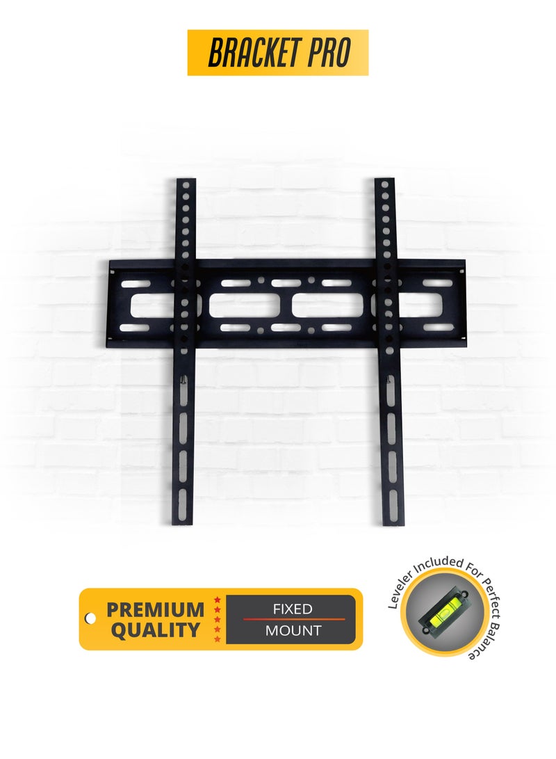BRACKET PRO حامل تثبيت ثابت من Bracket Pro مقاس 26 بوصة - 65 بوصة يناسب VESA مقاس 200 × 200 مم إلى 400 × 400 مم، وسمك 1.5 مم - حامل حائط آمن وقابل للتعديل للتلفزيون BPF2665 أسود - Image 1