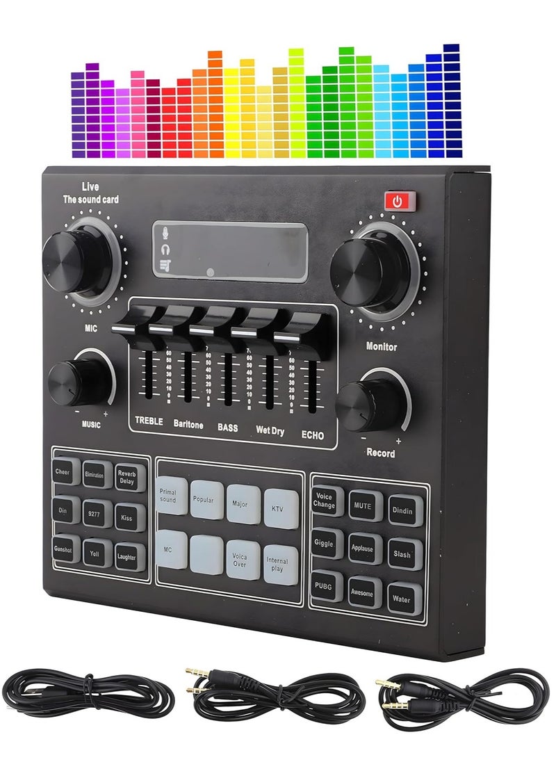 Generic - Sound Card V9, Live Broadcast Sound Card, External Stereo Audio Mixer Broadcast Metal Frosted Body Easy Operation,Bluetooth Sound Mixer Live Sound Card For Streaming and Games - Image 1