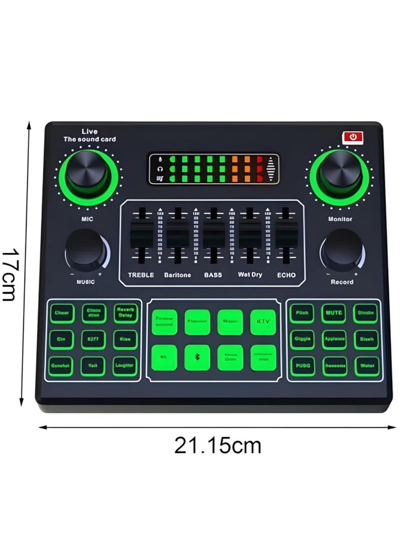 Generic - Sound Card V9, Live Broadcast Sound Card, External Stereo Audio Mixer Broadcast Metal Frosted Body Easy Operation,Bluetooth Sound Mixer Live Sound Card For Streaming and Games - Image 1