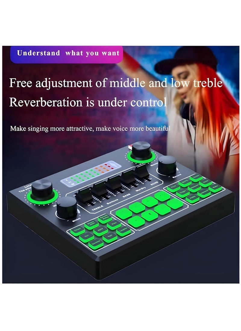 Generic - Sound Card V9, Live Broadcast Sound Card, External Stereo Audio Mixer Broadcast Metal Frosted Body Easy Operation,Bluetooth Sound Mixer Live Sound Card For Streaming and Games - Image 1