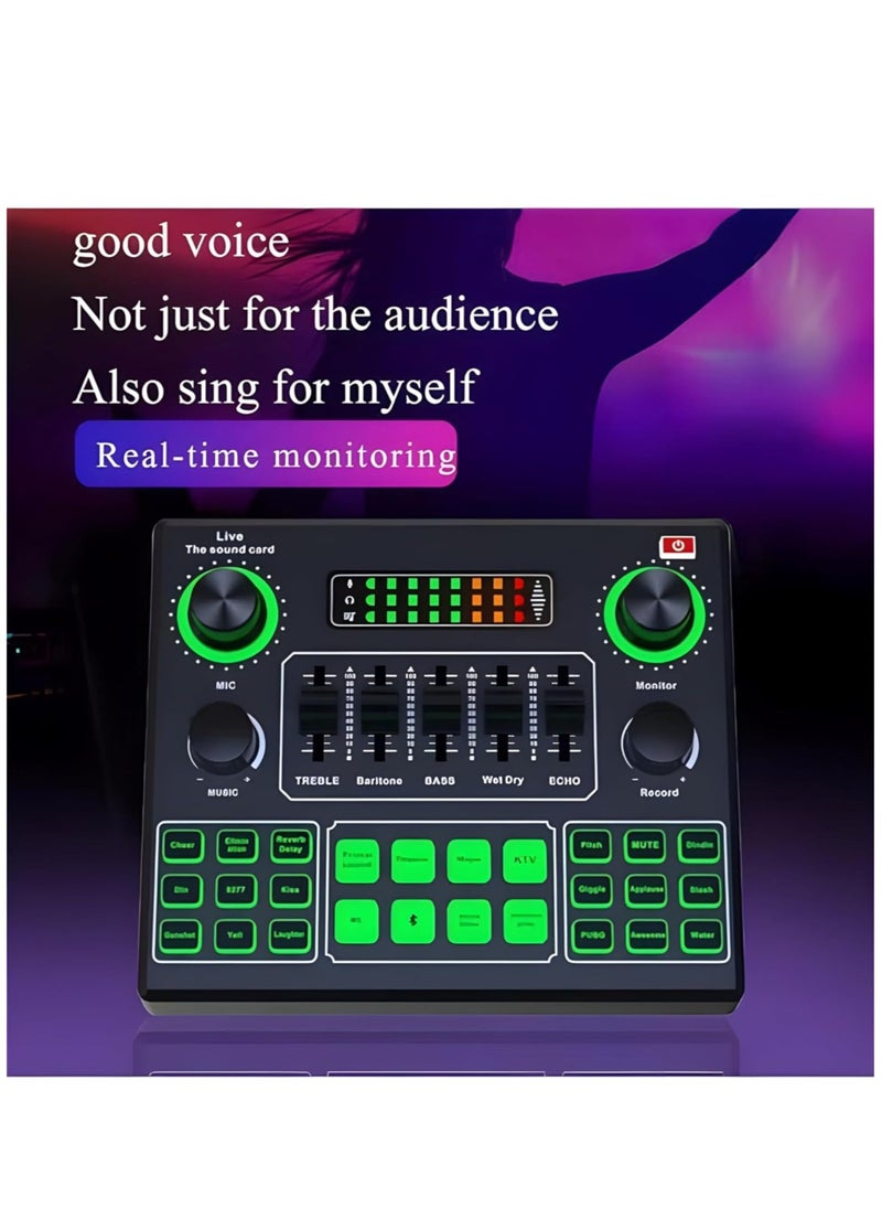 Generic - Sound Card V9, Live Broadcast Sound Card, External Stereo Audio Mixer Broadcast Metal Frosted Body Easy Operation,Bluetooth Sound Mixer Live Sound Card For Streaming and Games - Image 1