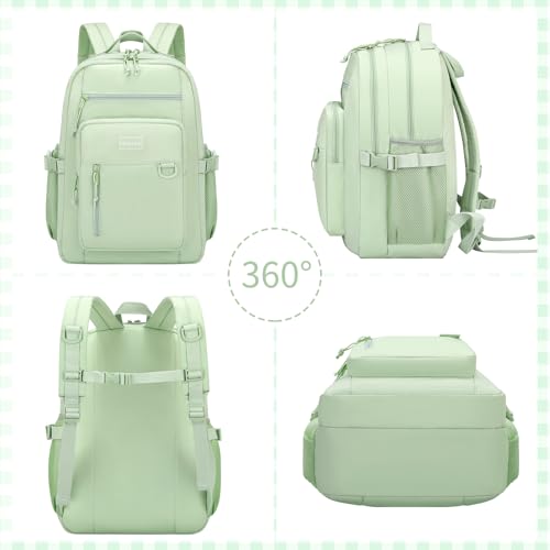 PRAGARI Kids Backpack for School Cute Aesthetic Green Backpack Girls Student Bookbag Women Travel Lightweight Book Bag - Image 5