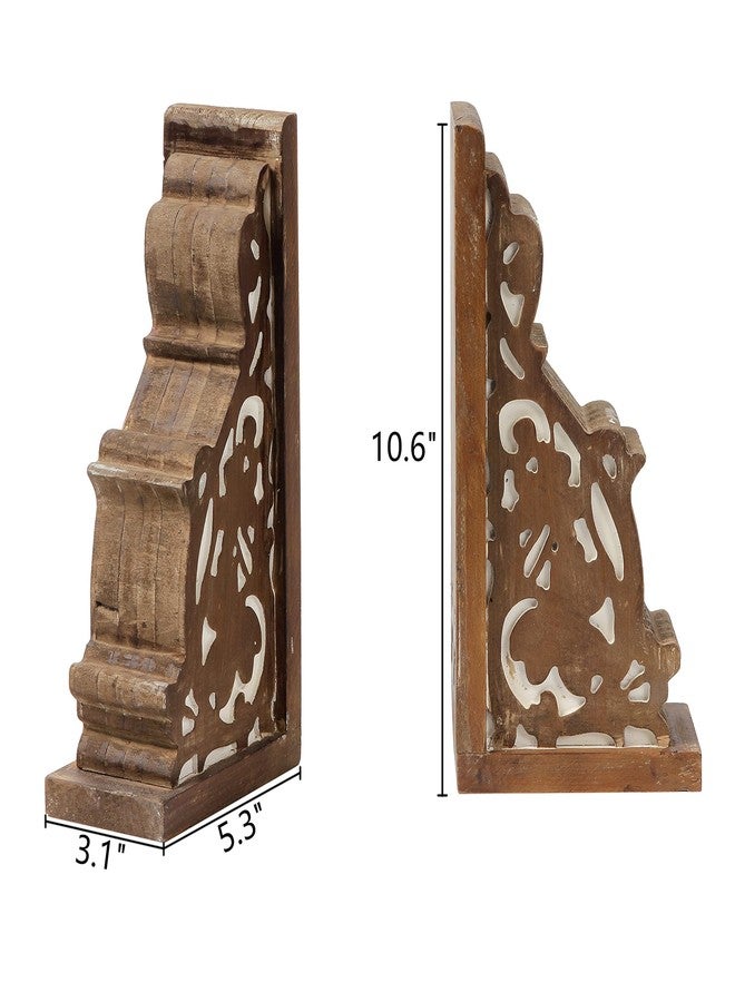 SOFE Farmhouse Book Ends Decorative, Wooden Corbels Bookends for Shelves, Vintage Rustic Bookends, 1 Pair Sturdy Bookend for Heavy Books, Book Holder Stopper for Home Office Kitchen - Image 2