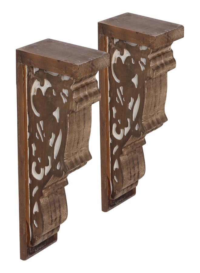 SOFE Farmhouse Book Ends Decorative, Wooden Corbels Bookends for Shelves, Vintage Rustic Bookends, 1 Pair Sturdy Bookend for Heavy Books, Book Holder Stopper for Home Office Kitchen - Image 1