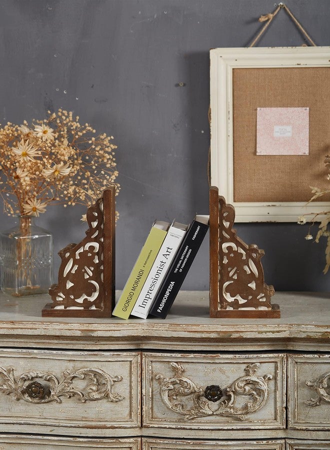 SOFE Farmhouse Book Ends Decorative, Wooden Corbels Bookends for Shelves, Vintage Rustic Bookends, 1 Pair Sturdy Bookend for Heavy Books, Book Holder Stopper for Home Office Kitchen - Image 5