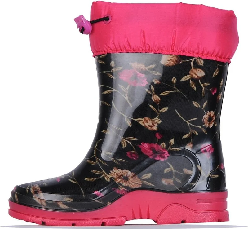 Arısan 227 Black Floral Thermal Fur Winter Girl Child Boots
