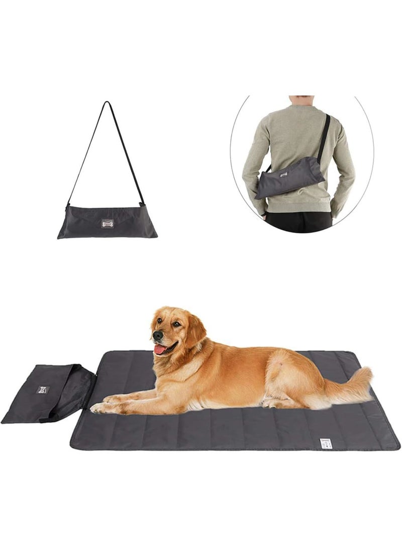 Zikra Outdoor Pet Dog Mat Pad, 39"x 28" Portable Reversible Outdoor Dog Bed, Reusable Waterproof Pet Sleeping Mat, Easy to Clean, Camping Travel Pet Mat for Small Medium Large Dogs, Black - Image 1