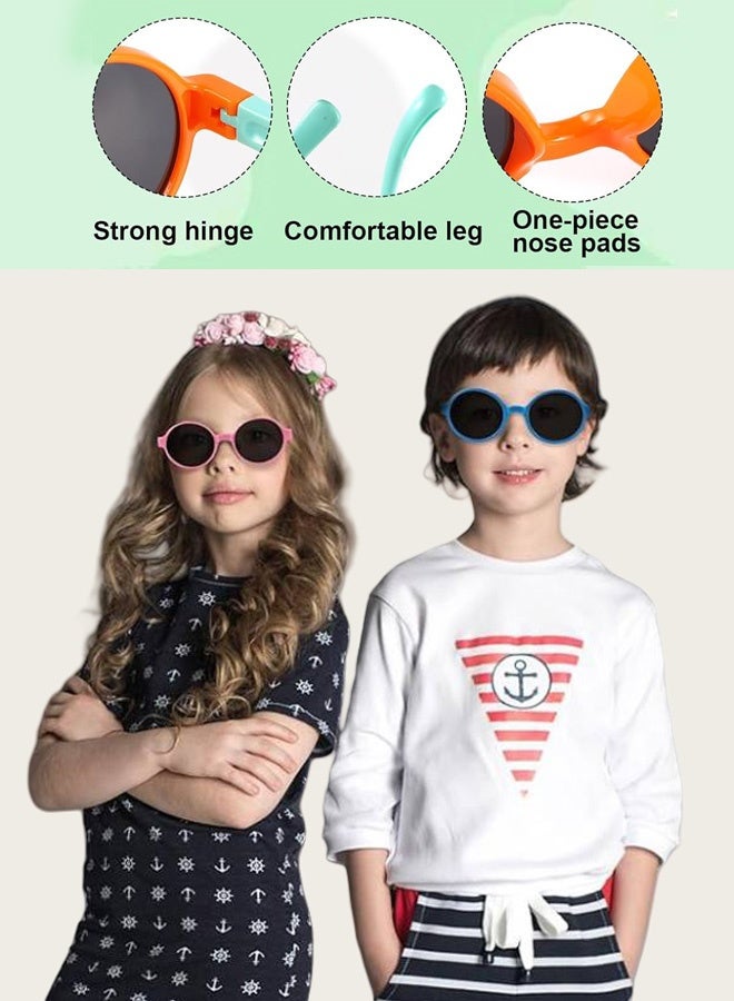 Kids Polarized Sunglasses 4 Pack - Foldable Toddler Sunglasses for Boys  Girls Age 2-12, UV Protection for Beach/Party/Outdoor Play, Baby to Youth Baseball Sunglasses (2-4,6-14 Years) - Image 3