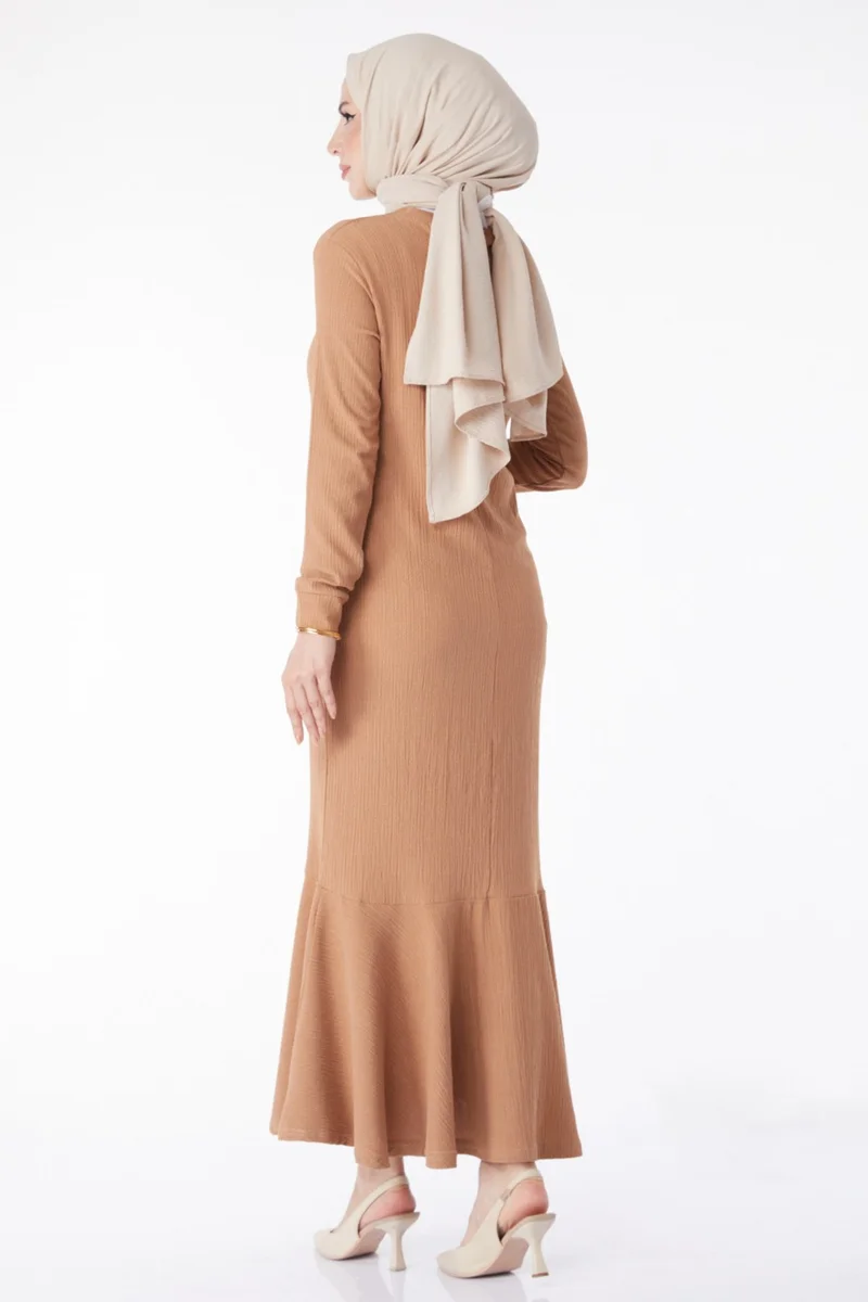Tofisa Plain Crew Neck Women's Mink Necklace Dress - 25213