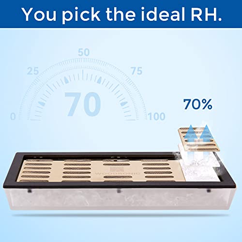 Woodronic Cigar Humidor Cabinet for 100 Counts with Digital Hygrometer, Crystal Gel Humidifiers, Spanish Cedar Lined Trays & Dividers, Polished Piano Black, Desktop Cigar Box Gift for Men - Image 4