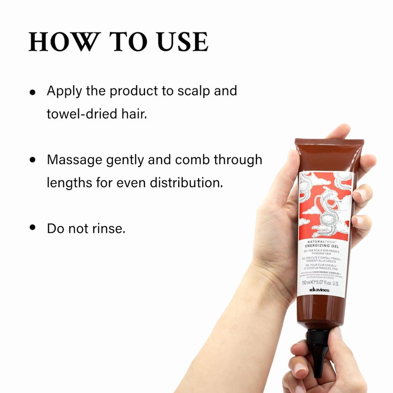 Davines Naturaltech ENERGIZING Gel, Revitalize Thin And Fragile Hair, Light Styling Effect, 5.07 Fl. Oz. - Image 4