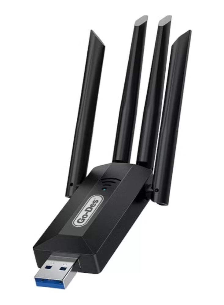 GO-DES GD-BT318 Dual Band 1200M 4 Antennas Wireless Internet Provider USB High Power WiFi Adapter - Image 1