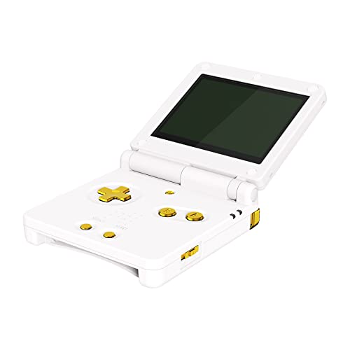 eXtremeRate Chrome Gold Glossy Custom Full Set Buttons for Gameboy Advance SP, Replacement A B L R Button Power On Off Volume Button D-pad Key for GBA SP Console - Console NOT Included - Image 1