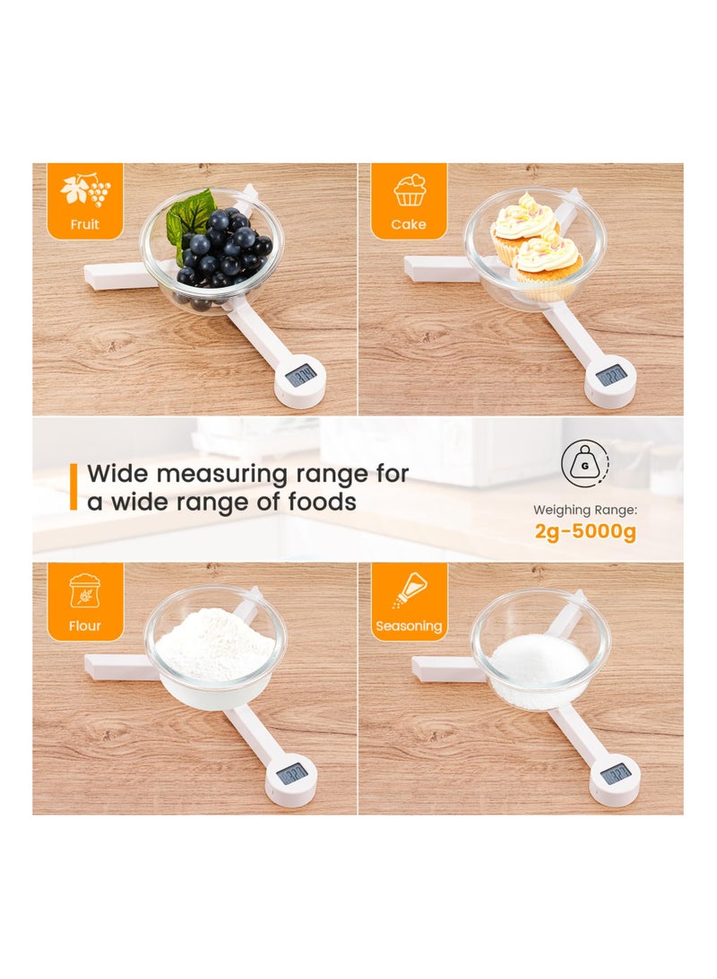 Folding Food Scale, Digital Kitchen Scale, Highly Accurate Compact Small Scale with LCD Display, Portable Food Scale Multiple Units Supported, Travel Food Scale for Measuring Intake of Healthy