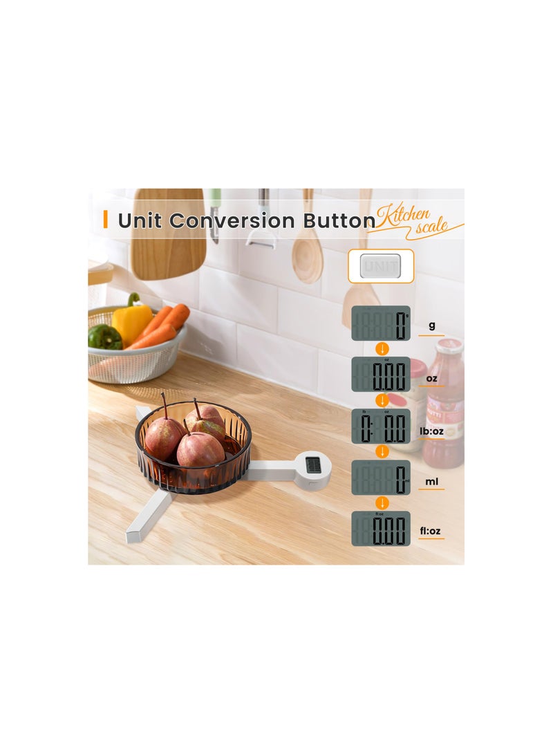 Folding Food Scale, Digital Kitchen Scale, Highly Accurate Compact Small Scale with LCD Display, Portable Food Scale Multiple Units Supported, Travel Food Scale for Measuring Intake of Healthy