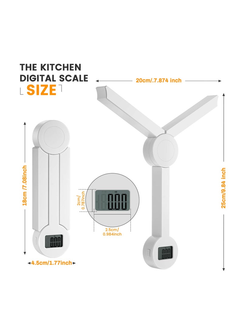 Folding Food Scale, Digital Kitchen Scale, Highly Accurate Compact Small Scale with LCD Display, Portable Food Scale Multiple Units Supported, Travel Food Scale for Measuring Intake of Healthy