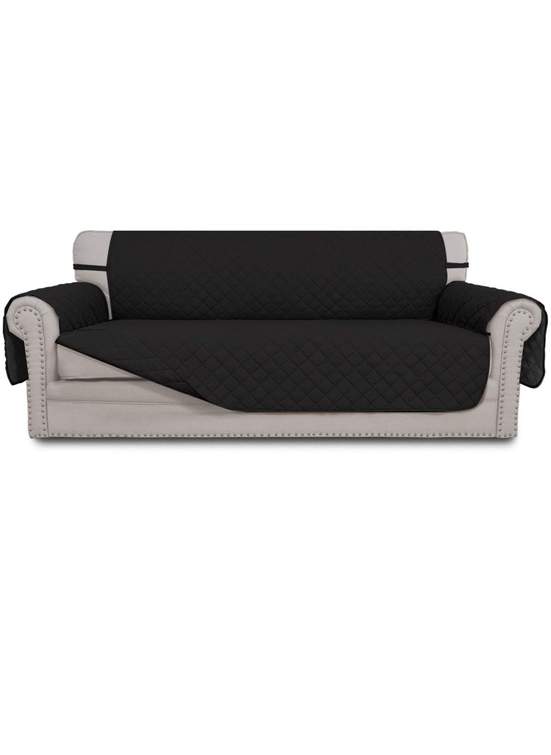 Easy-Going EasyGoing 4 Seater Sofa Slipcover Reversible Sofa Cover Water Resistant Couch Cover with Foam Sticks Elastic Straps Furniture Protector for Pets Children Dog Cat XXLarge BlackBlack 
