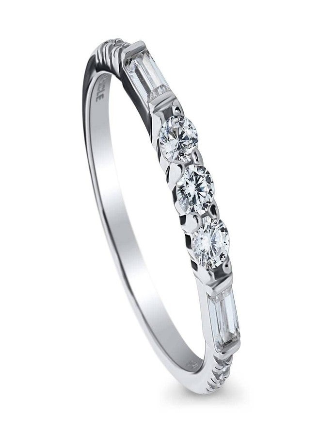 BERRICLE Sterling Silver Art Deco Rings Half Eternity Ring for Women, Pave Set Cubic Zirconia CZ - Image 1