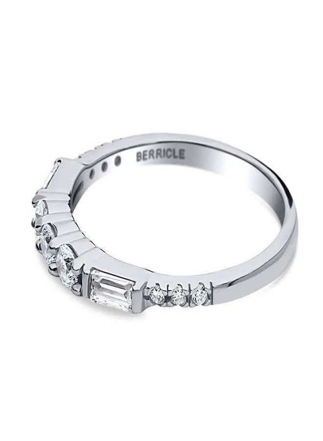 BERRICLE Sterling Silver Art Deco Rings Half Eternity Ring for Women, Pave Set Cubic Zirconia CZ - Image 3