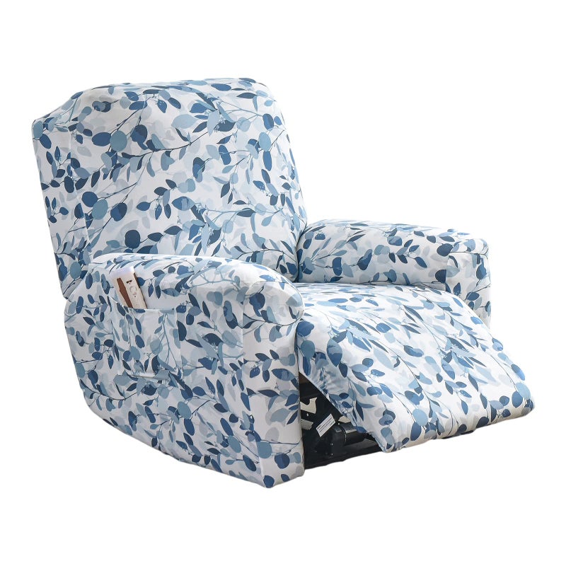 NILUOH Stretch Recliner Cover 4 Pieces Printed Lazy Boy Chair Covers Recliner Sofa Slipcover Anti-Slip Fitted Furniture Protector with Elastic Bottom, N1 - Image 1