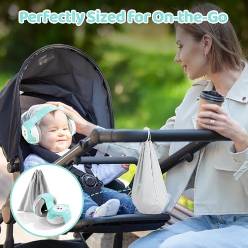 Onomie Baby Hearing Protection Earmuffs (0–48 Months) | Passive Noise Reduction | Non-Electronic | Travel Essentials with Carrying Bag Earmuffs for Sleep/Airplane/Outdoor (Teddy, Green) - Image 5