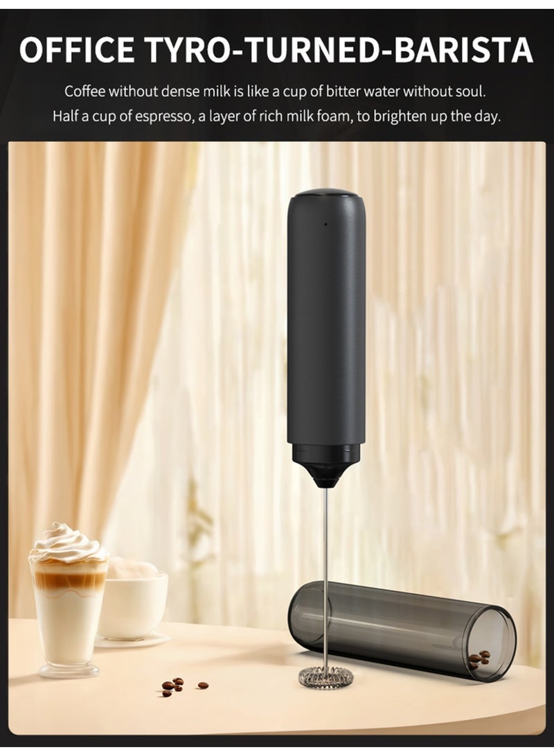 دي اس بي مخفق الحليب الكهربائي المحمول مع حامل وشحن USB-C، صانع مزبد الحليب من الفولاذ المقاوم للصدأ 304، خفاقة ومزج المشروبات، تصميم مدمج ومحمول لصنع القهوة واللاتيهات والكابتشينو والخبز - Image 3