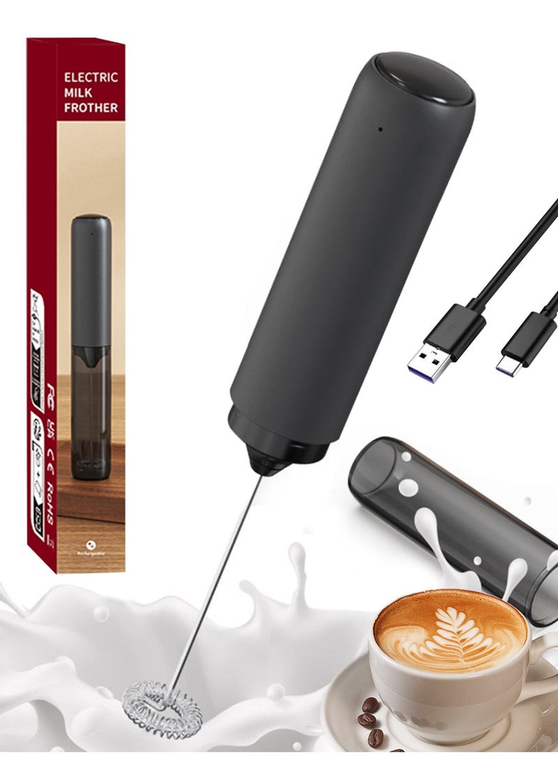 دي اس بي مخفق الحليب الكهربائي المحمول مع حامل وشحن USB-C، صانع مزبد الحليب من الفولاذ المقاوم للصدأ 304، خفاقة ومزج المشروبات، تصميم مدمج ومحمول لصنع القهوة واللاتيهات والكابتشينو والخبز - Image 1