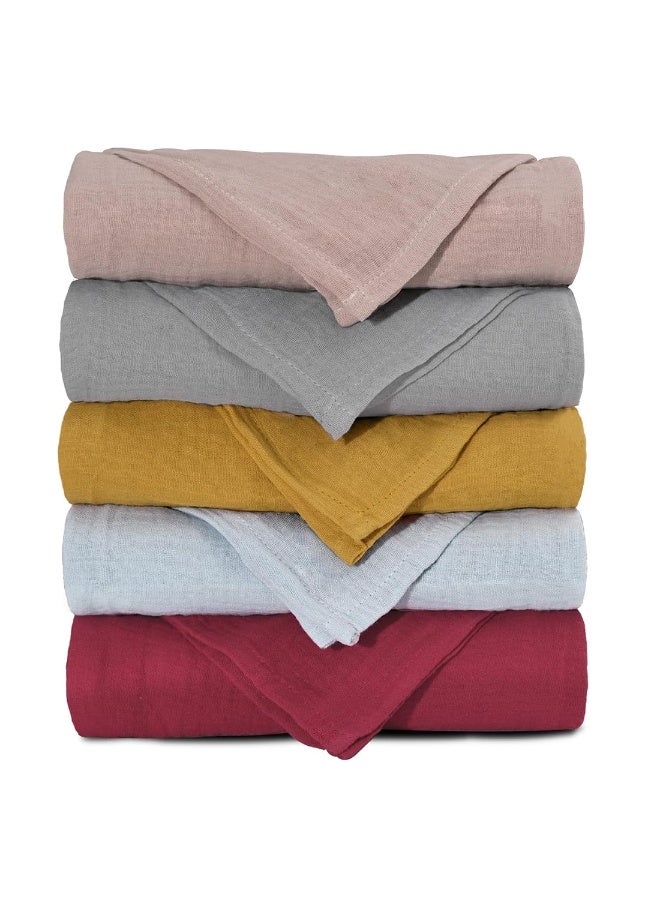5 Pack Muslin Swaddle Blankets for Baby Girls Boys, Receiving Blanket Large 23.5 x 23.5 inches, Soft Breathable Muslin Baby Blanket for Unisex Newborn - Image 1