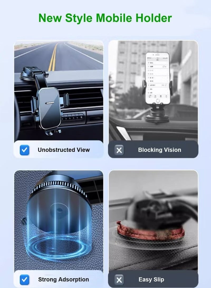 Car Mobile Holder Ultra-stable Car Holder with Strong Suction Cup Suitable for Dashboard/Windshield/Air Vent, 4.5-7.2 Inch Smartphones, iPhone 16/15 Series, Galaxy S24 S23, Xiaomi, Black - Image 4