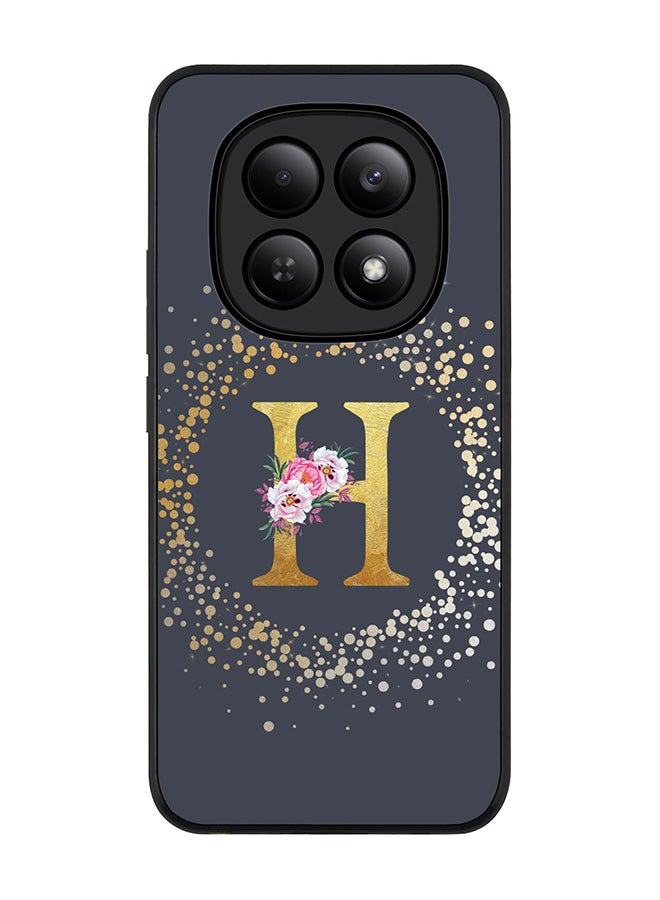 For Xiaomi Redmi Note 15 4G Case,Slim fit Camera Protection, Shockproof Thin Phone cover  - Custom Monogram Floral - H  (Grey )