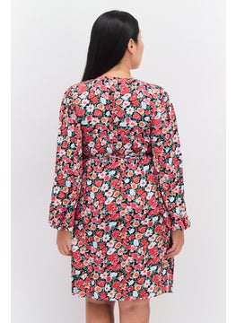 GLAMOROUS Women Floral Printed Wrap Dress, Pink  - Image 2