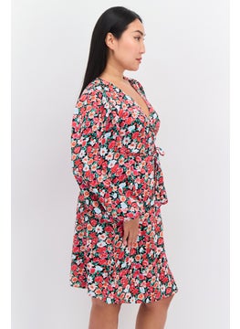 GLAMOROUS Women Floral Printed Wrap Dress, Pink  - Image 3