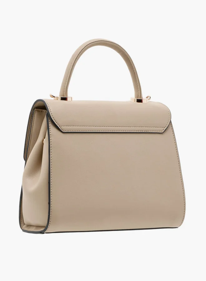 Celeste Women's Weave Textured Satchel Bag with Grab Handle and Button Closure