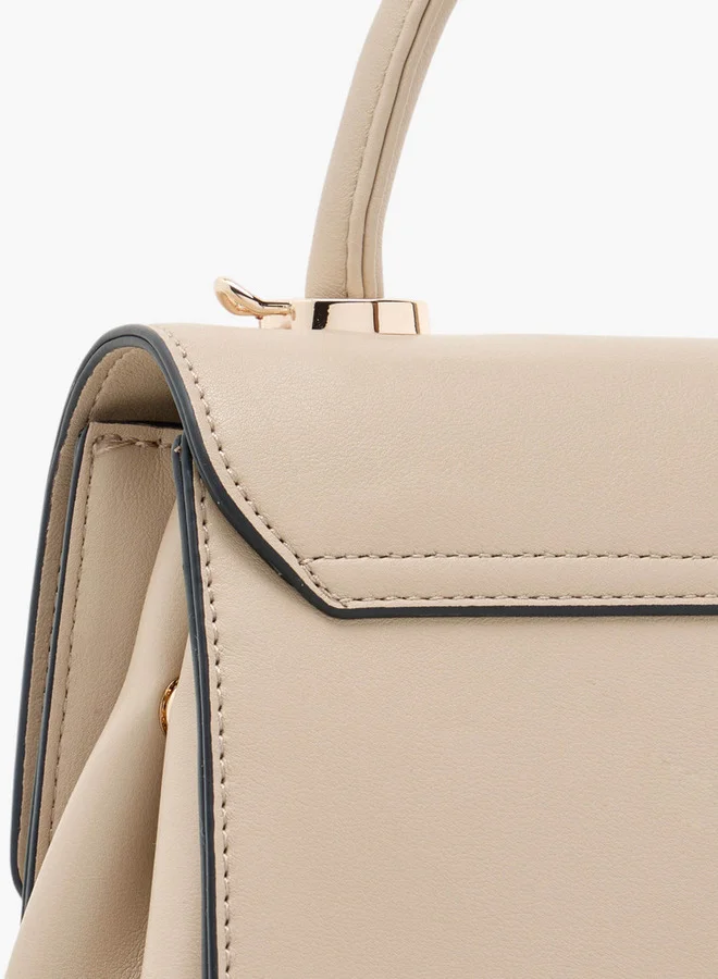 Celeste Women's Weave Textured Satchel Bag with Grab Handle and Button Closure