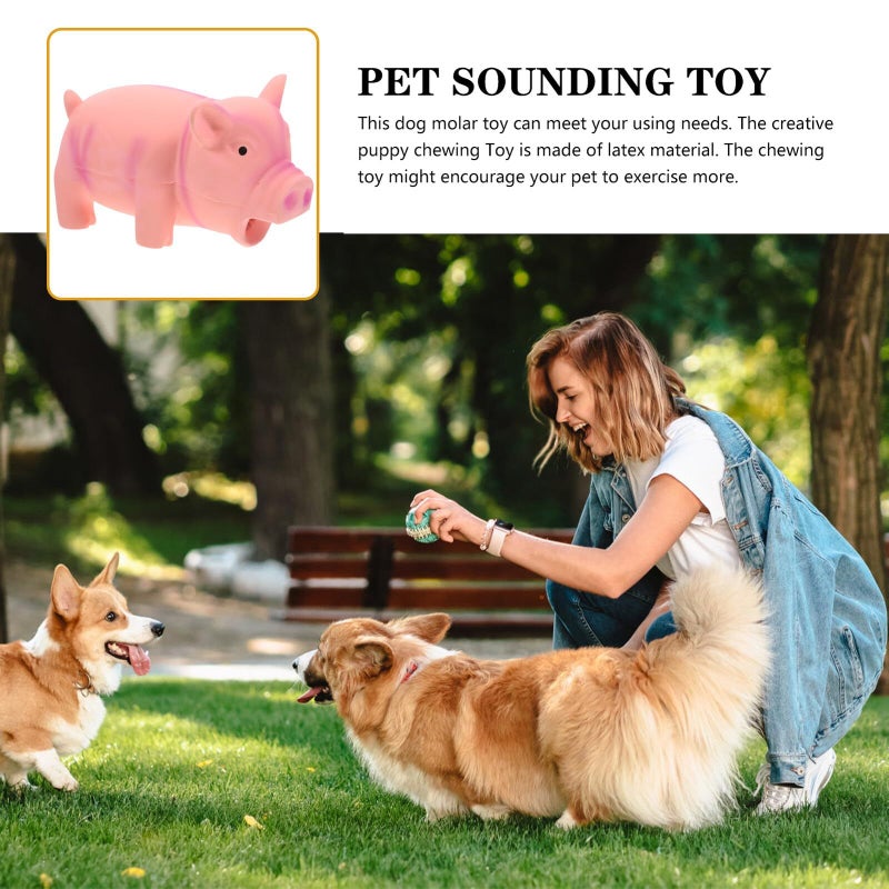 Pig Shape Squeaky Latex Dog Chew Toy For Aggressive Chewers Teething Relief - Image 4