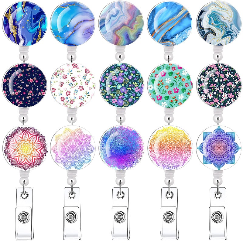 Tamhoo Daisy Marble Puppy 15 Pack Retractable Id Badge Clip Holder - Cute Badge Reels - Image 1