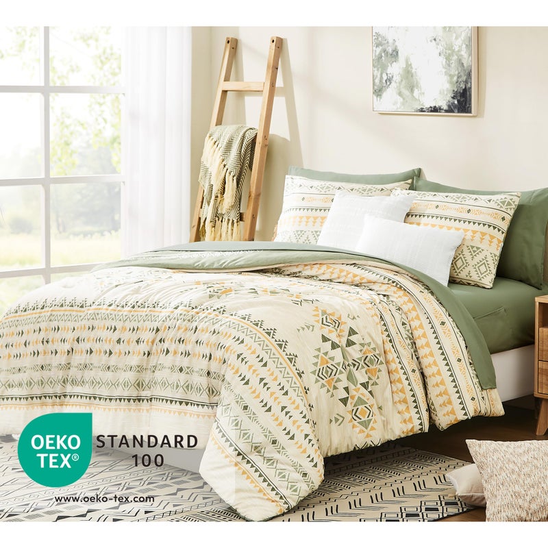 Geniospin Queen Comforter Set - 7 Pieces Reversible Bedding Set, Boho Bed in A Bag, Lightweight Soft Aztec Bedding, All Season Bed Comforter Set with Sheets, Pillowcases & Shams - Image 2