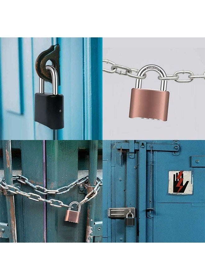 أو مينج عرض الميجا عربست قفل مركب متين مكون من 4 أرقام، قفل خارجي مقاوم للماء للبوابة والسياج وصندوق الأدوات والحقيبة وخزانة المشبك وخزانة الصالة الرياضية وخزانة الرياضة وخزانة المدرسة (أسود) - Image 2